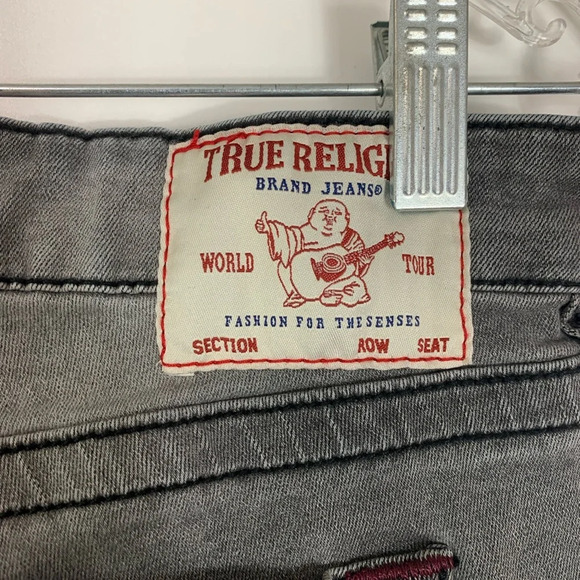 True Religion Jennie Curvy Jeans Women's 28 Gray  Denim Mid Rise Skinny Raw Hem - Picture 8 of 15